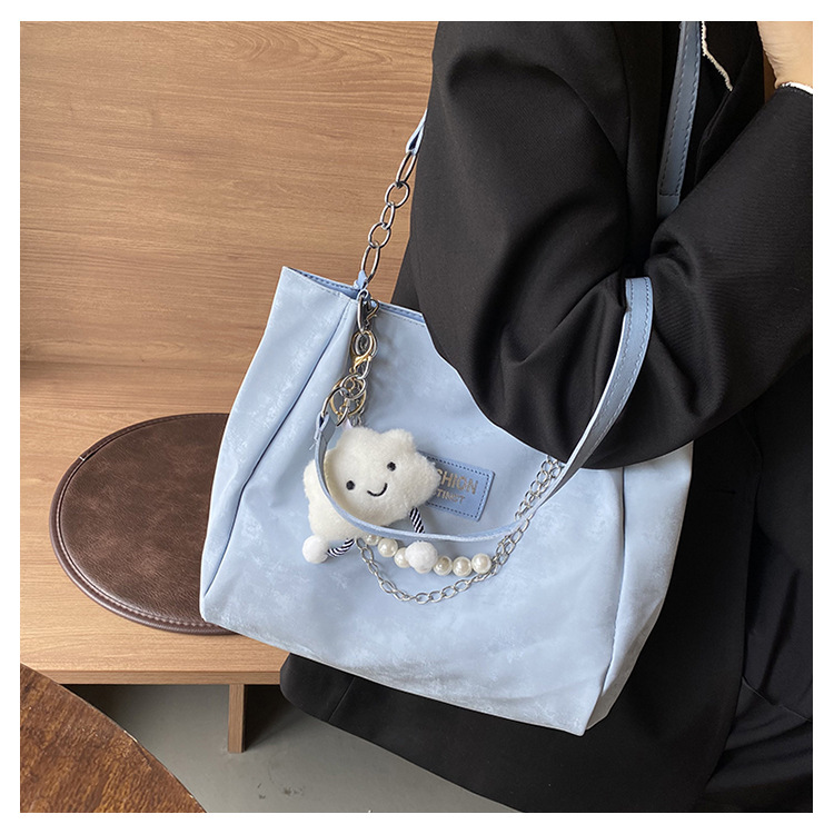 Large-capacity work commuting bag for women, new autumn 2024, versatile and fashionable beaded chain single-shoulder bag tote bag undefined