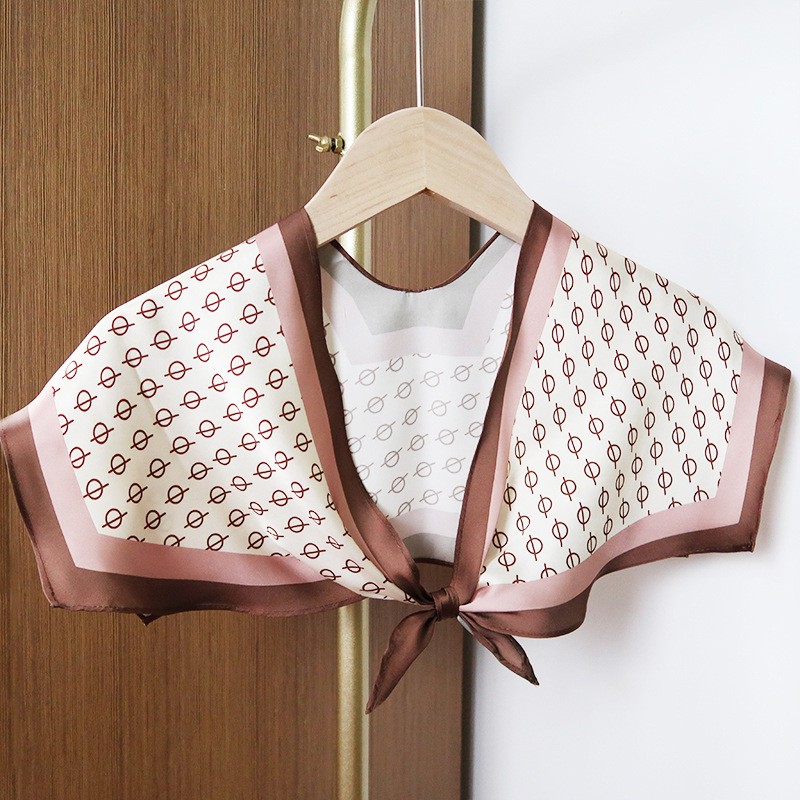 2025 nuevo bufandas de seda hexagonal bufandas de hombro alta sensación de moda de diseño minimalista de seda simulada bufandas temperamento universal