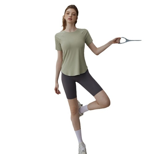 运动上衣女夏季宽松跑步健身短袖T恤高级感普拉提训练瑜伽服罩衫