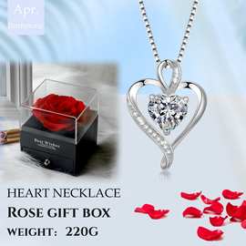 亚马逊跨境爆款时尚高级感心形项链女十二生辰石锁骨链爱心吊坠男