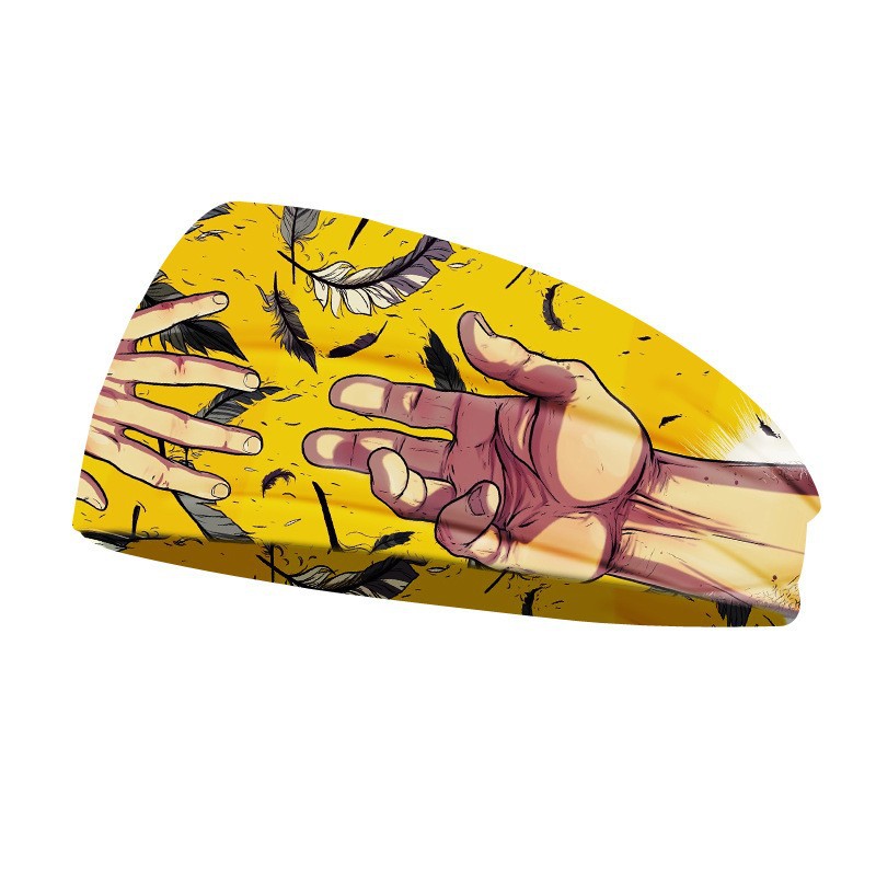 Nueva impresión europea y americana para hombres al aire libre correa de cabello elástica absorción de sudor turbanta de yoga correa de cabello cruzada