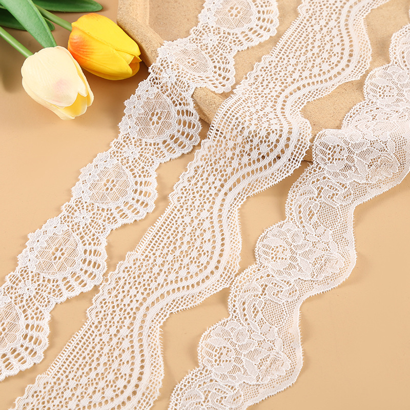 双边波浪白色蕾丝花边 7CM内衣肩带弹力辅料 手工DIY洛丽塔配饰