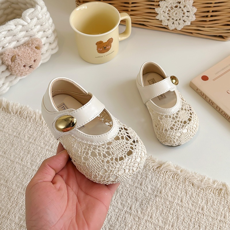 Mädchen-Ballerinas aus Spitze | Atmungsaktive Mary Janes im französischen Stil aus Mesh für Alltag und festliche Anlässe_voghion.com