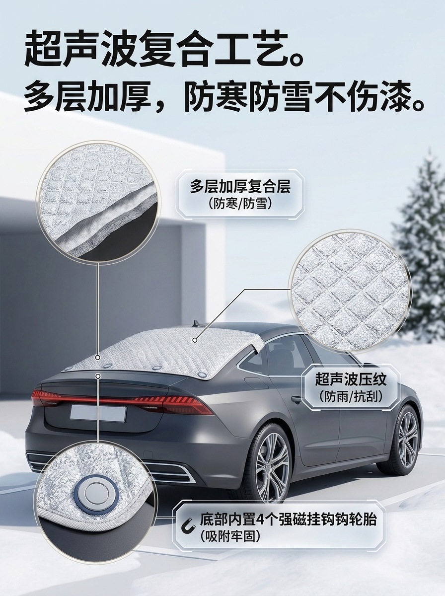Car snow cover for rear windshield, sunshade, rear window cover, sun protection, UV protection, thickened car snow cover