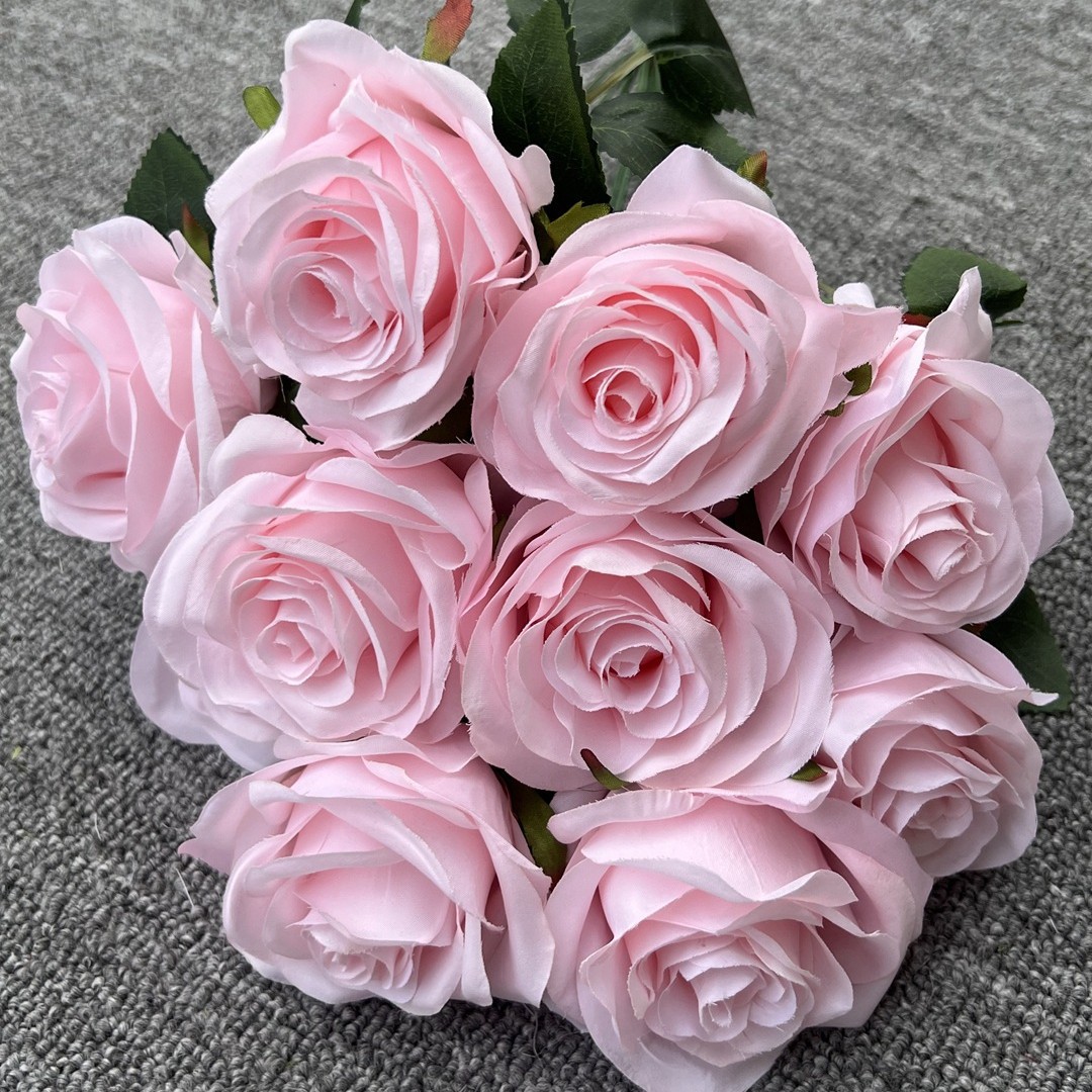 Simulación del Día de San Valentín rosa fabricante 3 sola rama multi-cabeza rosa decoración de la boda flor falsa al por mayor