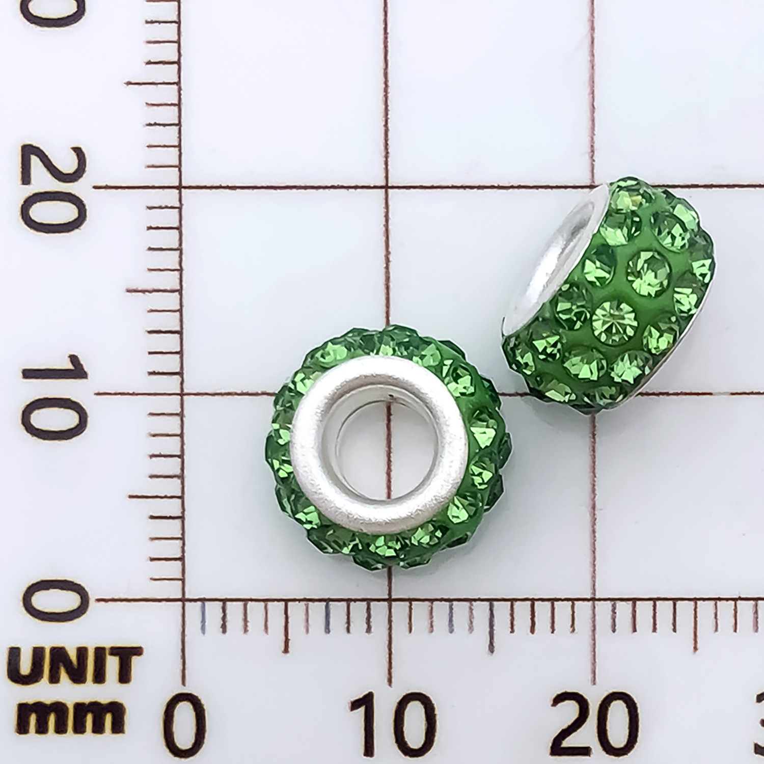 11556-JJ-绿色点钻软陶家大孔大孔珠11mm-0.9g