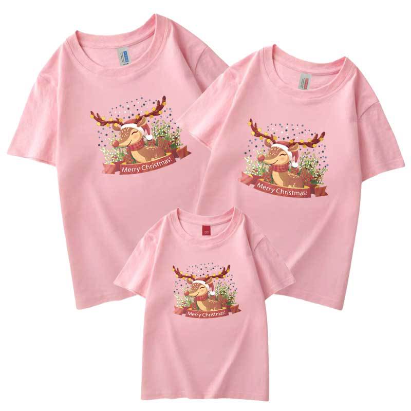 Comercio electrónico transfronterizo Ropa de padres e hijos de Navidad europea y americana nueva camiseta de madre-hijo de Tres Bocas manga corta