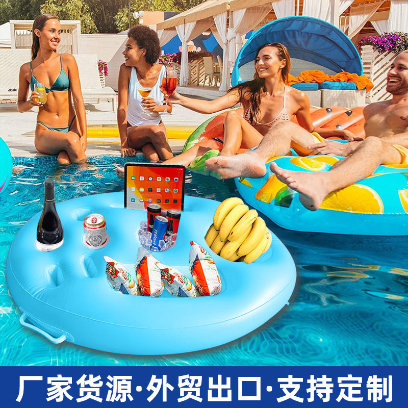 クロスボーダー工場直販インフレータブル水カップホルダー食品トレイ多機能飲料ラックサラダ楕円形コースター|undefined