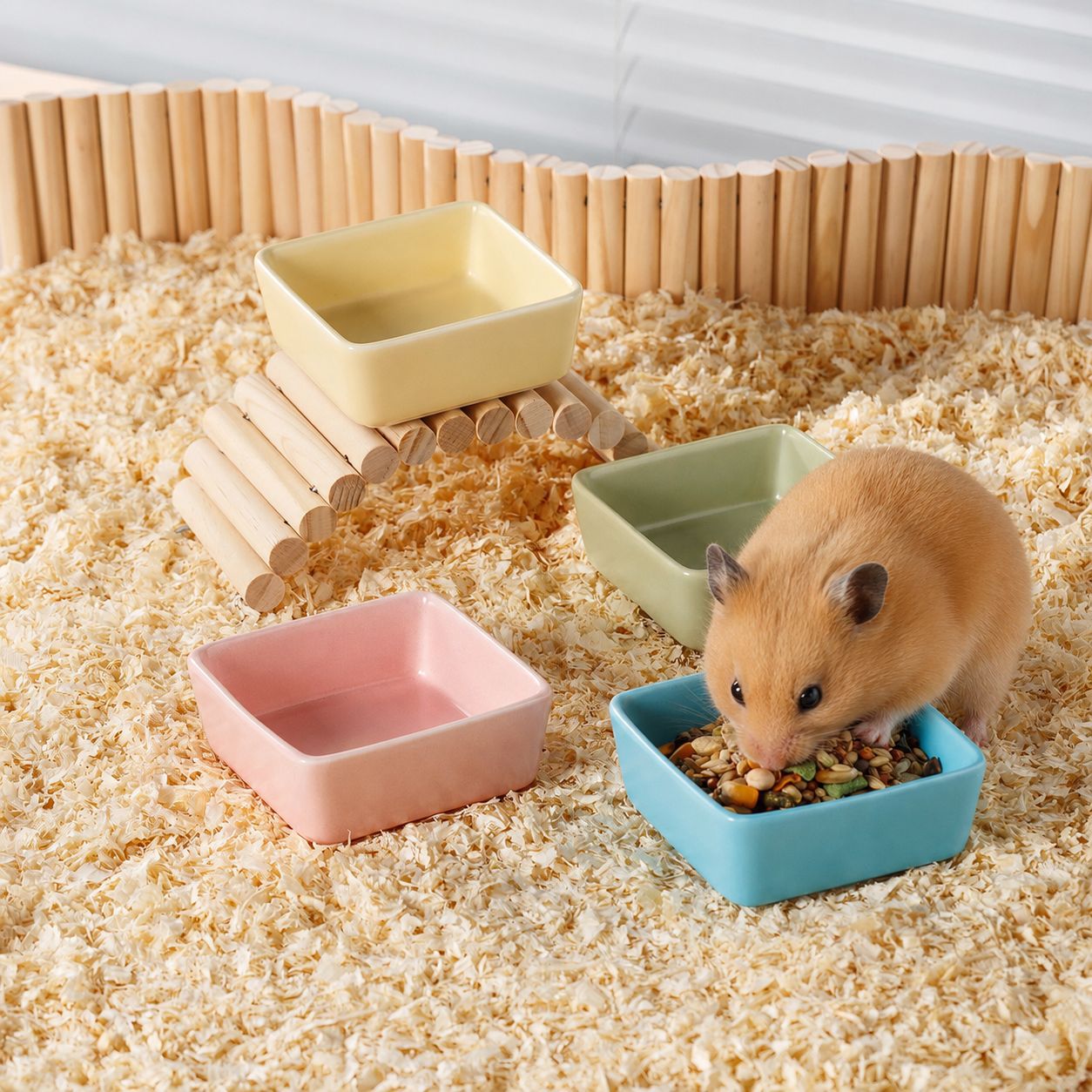 Nuevo tazón de cerámica transfronterizo para hámster, tazón pequeño para comida de mascotas, tazón dorado para alimentar hámsteres, mini plato antiderrame. image 3