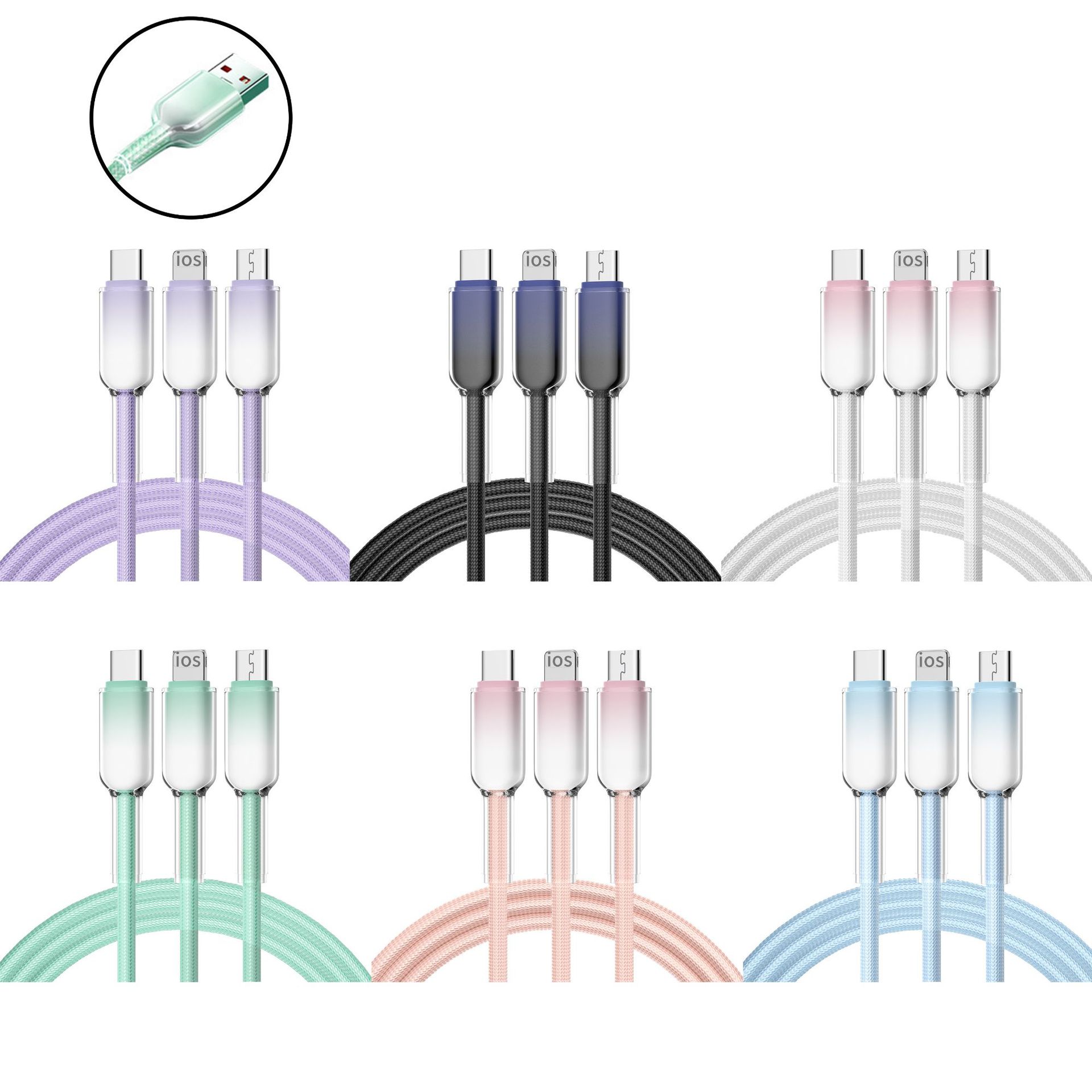 Un cable de datos de tres gradientes