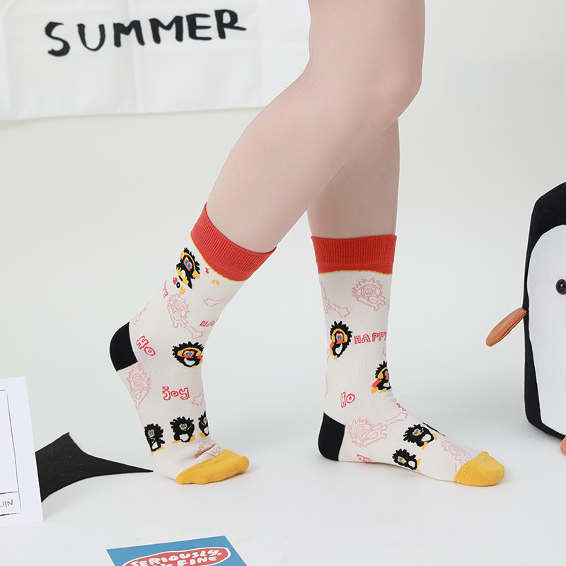 Spring and Autumn New Original Personality Crazy Penguin Socks Women's Trendy Cartoon Fashion Mid-Tube Socks Cotton Men's Sweat-Absorbent Spring and Autumn New Original Personality Crazy Penguin Socks Women's Trendy Cartoon Fashion Mid-Tube Socks Cotton Men's Sweat-Absorbent