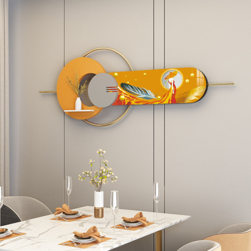 Iron and Metal Wall Hanging Art, 3D Decorative Painting, Entrance, Dining Room Wall Decor, Crystal and Ceramic Combined Decorative Painting, Wall Ornament, Shelf Placement