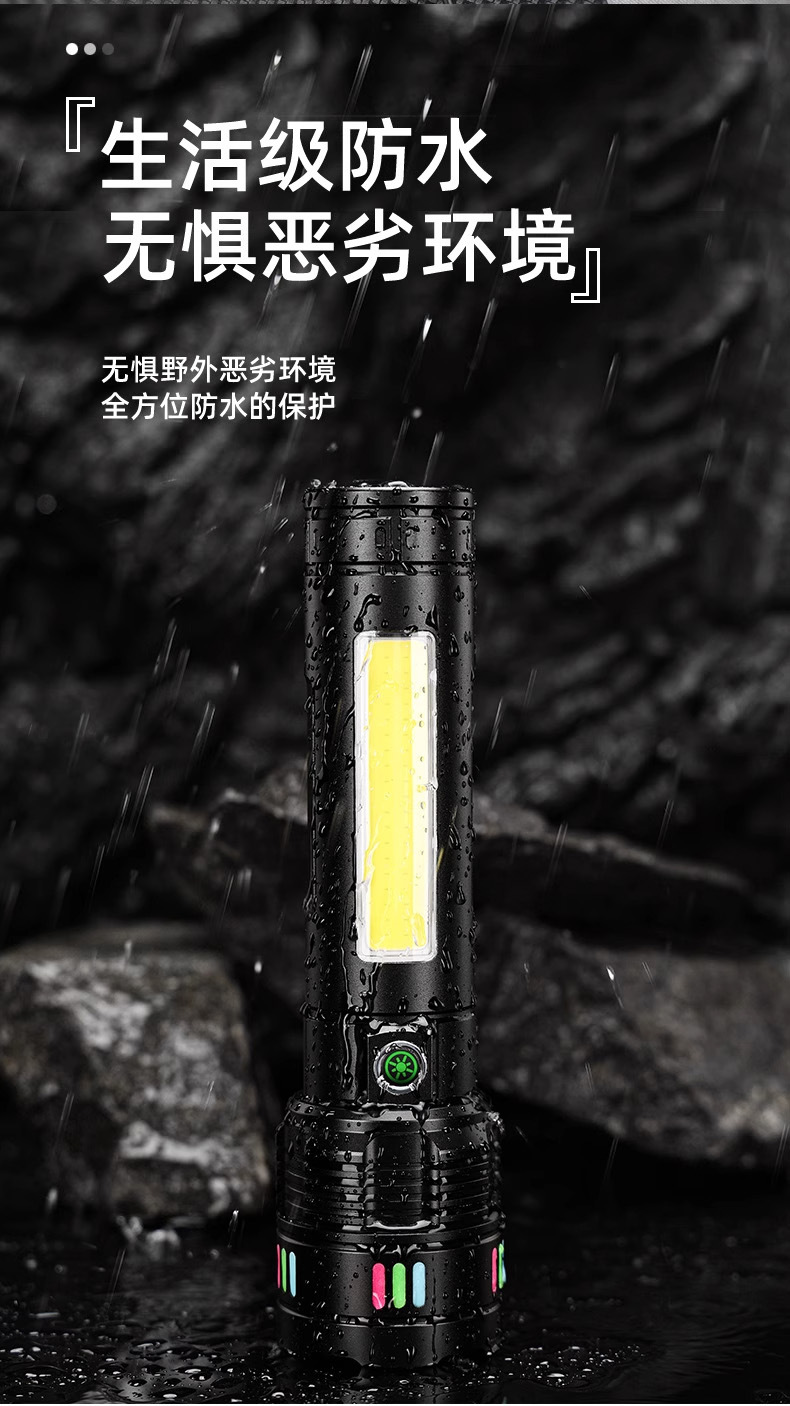 Cross-Border Electric Display Strong Light Flashlight White Laser Flashlight Outdoor Emergency Long Battery Life Light-Transmitting Zoom Long Shot