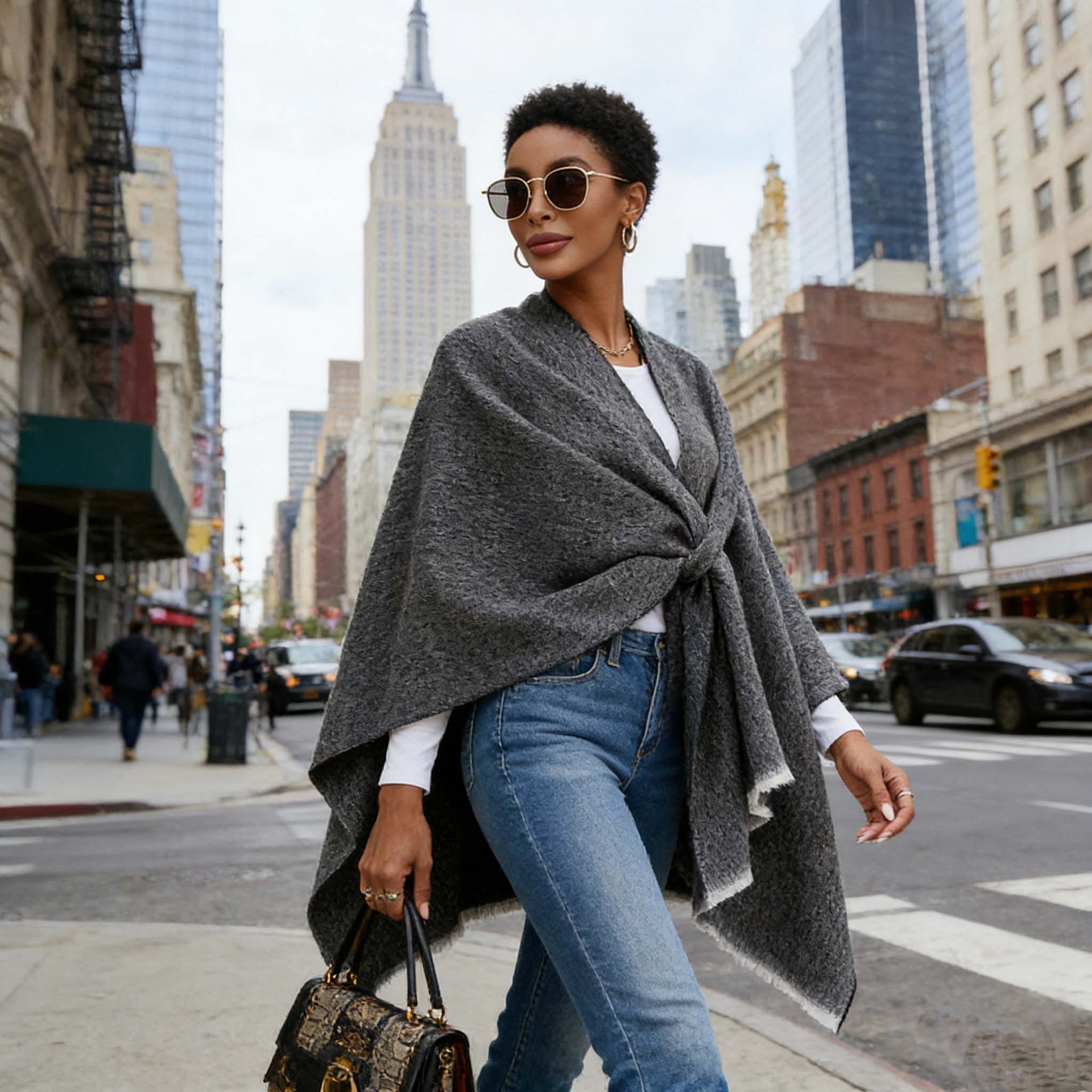 Capa de punto de imitación de cachemira de alta gama, estilo étnico, color sólido, a rayas, chal liso, capa decorativa