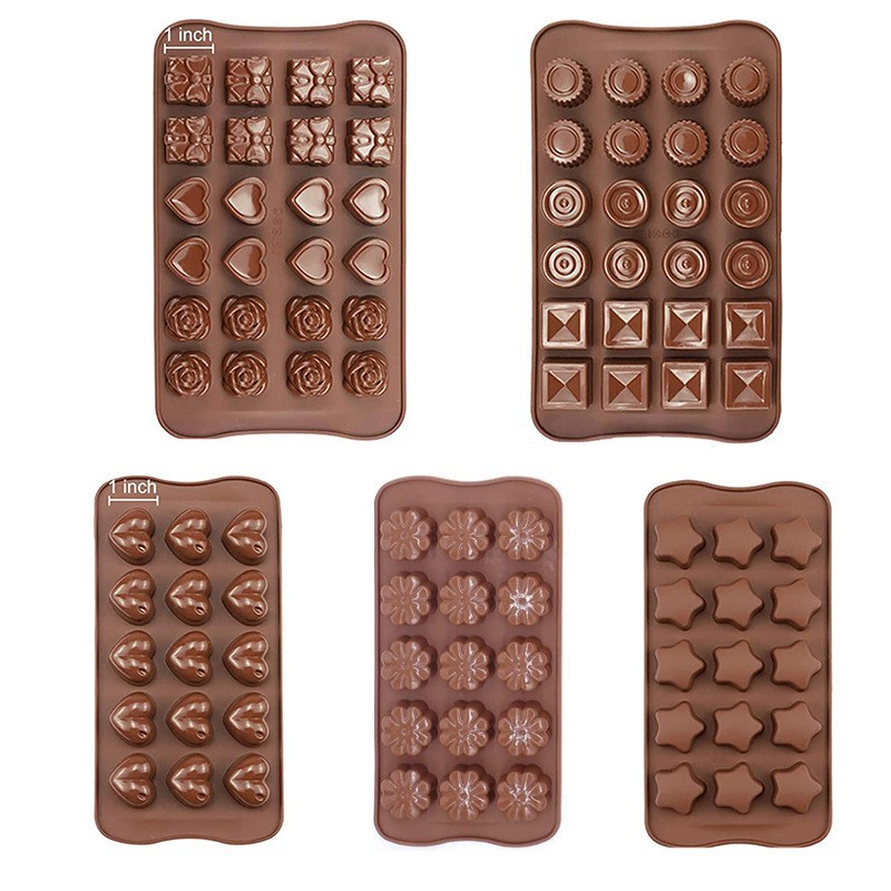 Molde de silicona de grado alimenticio para chocolate, bandeja de hielo con forma de corazón para dulces, molde para hornear pasteles, pudín y fondant