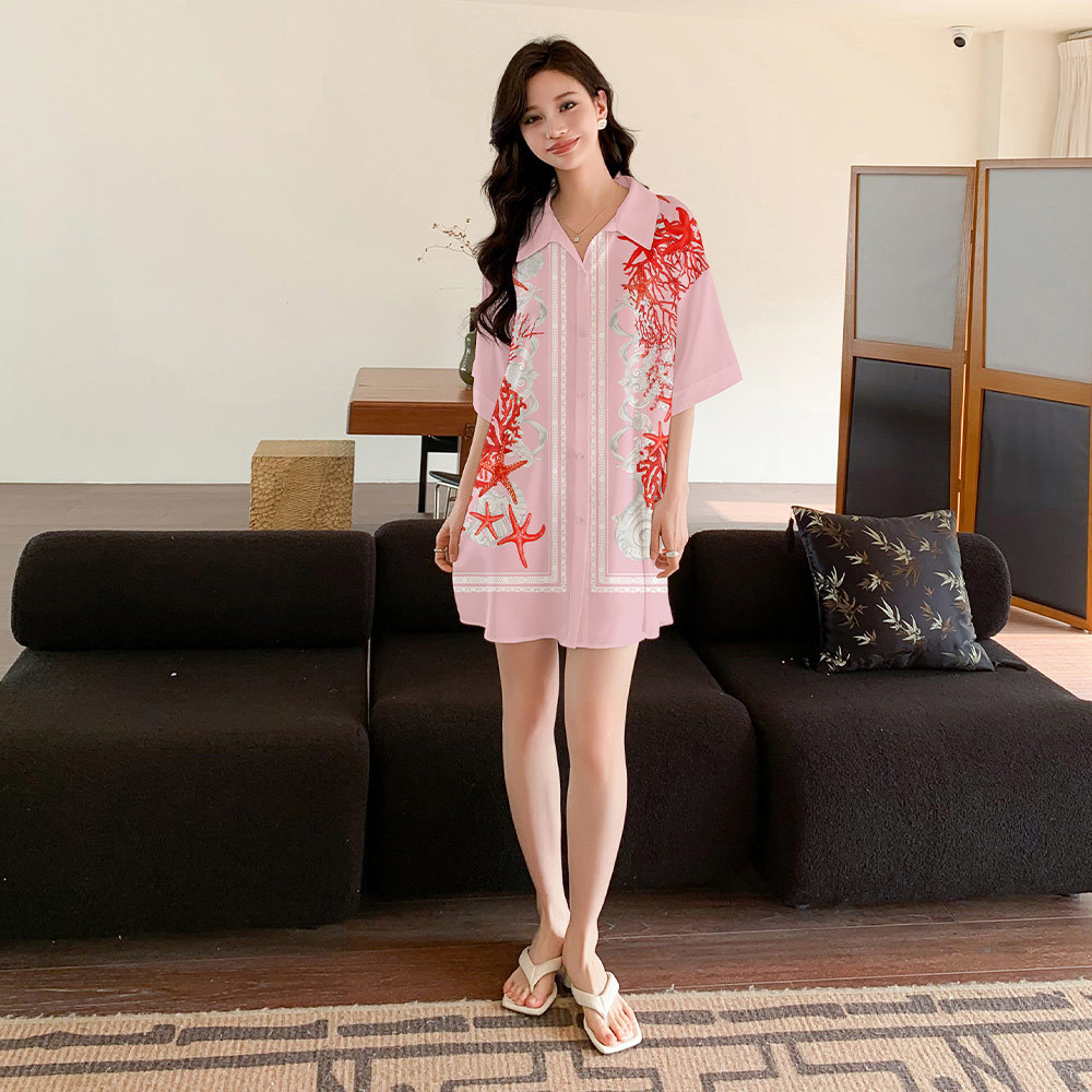 Nuevo pijama de verano de mujer satin chiffon cardigan cuello suelto cómodo lindo viento ropa de casa SQ21348