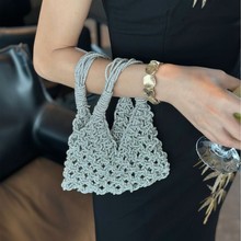 小众设计镂空水钻hobo包新款镶钻手工编织手提包亮闪闪不灵手拎包