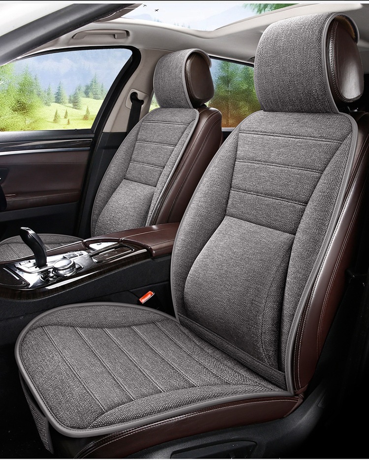 New Linen Large Lumbar Support Cushion, Breathable Fabric for All Seasons, Slim Waist Design, Five-Seater Car Seat Cover, Non-Slip Linen Seat Cushion