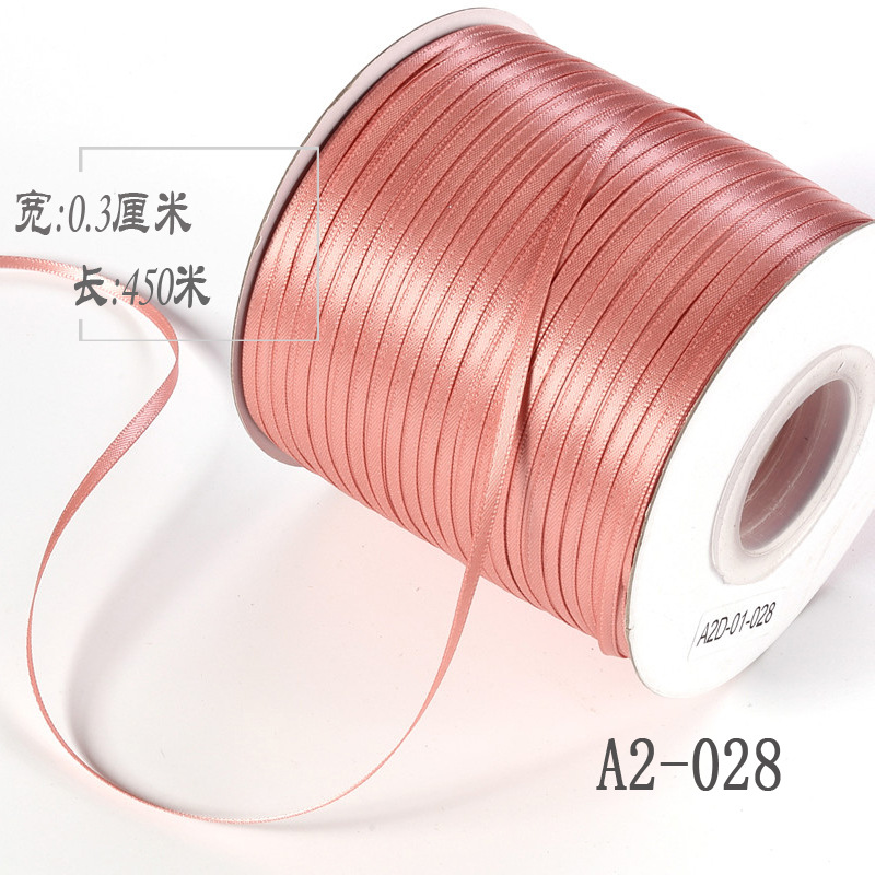 3mm de doble cara cinta de poliéster arco DIY cinta globo cuerda etiqueta grano embalaje fino cinta ropa satén