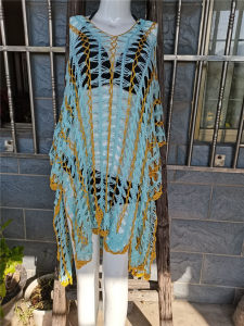 product - wholesale Crochet Knitted Hand Crocheting Beach Cover-up Sexy Hollow Out Cutout Deep V Plunge Plunge Vacation Sun Protection Shirt Beach Cover Up - 5