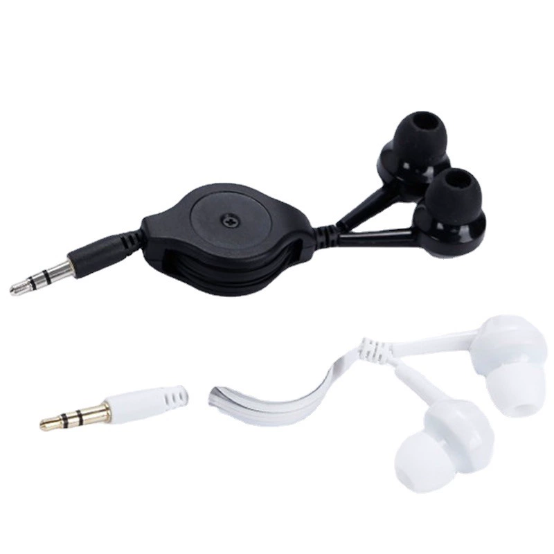 Suitable for Apple Android Mobile Phone Headphone Retractable Cable Round Hole 3.5mm Telescopic Headphone Mp3 Retractable Headphone Cable 0.8m
