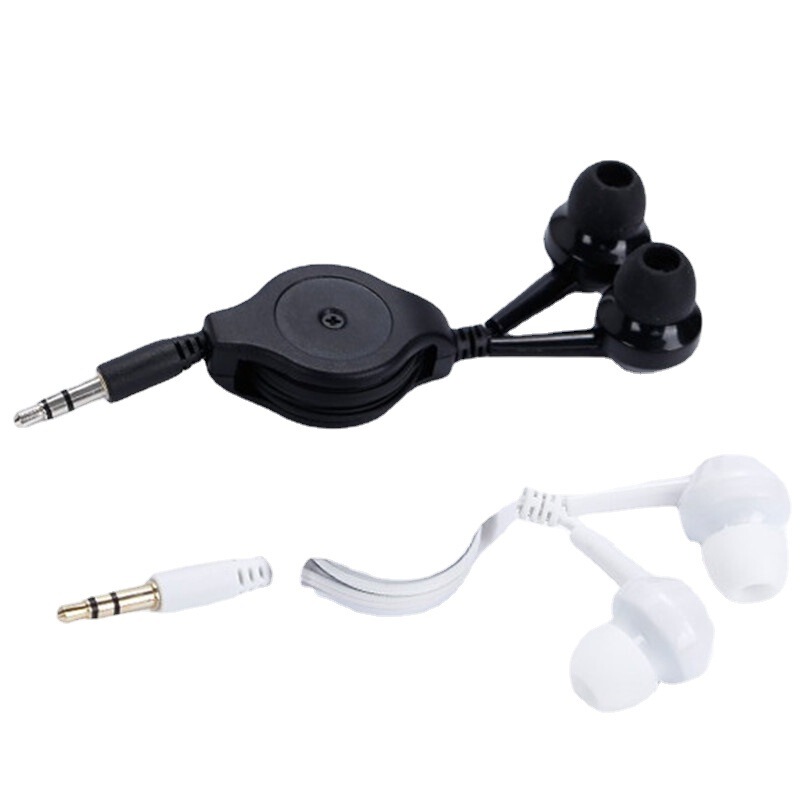 Suitable for Apple Android Mobile Phone Headphone Retractable Cable Round Hole 3.5mm Telescopic Headphone Mp3 Retractable Headphone Cable 0.8m
