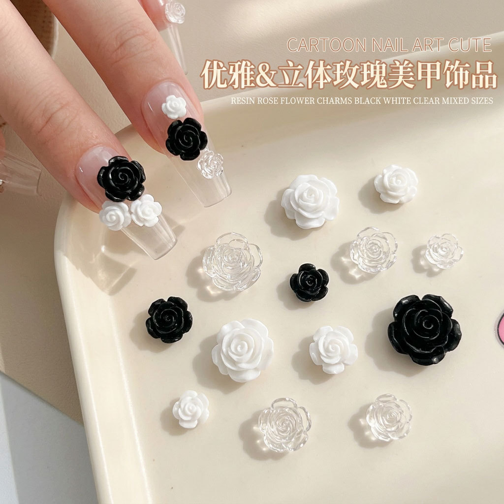 동백꽃 네일아트 장식품 장미꽃 네일아트 액세서리 입체 레진 꽃 네일 다이아몬드 장식품 웨어러블 네일 DIY