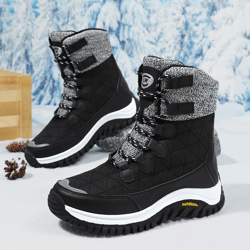 2025 invierno nuevo vello grueso calentamiento noreste al aire libre botas de nieve zapatos de algodón antideslizante de mujer tamaño grande image 3