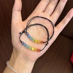 超仙彩虹手链编手工织情侣闺蜜可调节手绳甜妹百搭ins风手链手饰