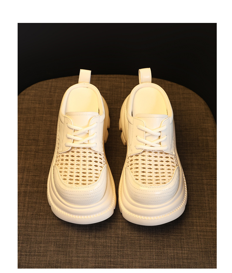 Giày sneaker nữ đế dày tăng chiều cao, mũi trùm hở thoáng khí, form chunky — màu đen, màu trắng ngà chi tiết 19