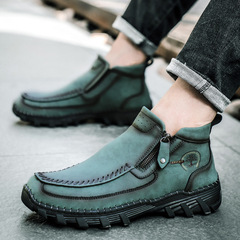 2023 Autumn/Winter New Cross-border Plus Size Hand-sewn Martin Boots Casual Insulated Mid-top Wholesale Men's Shoes