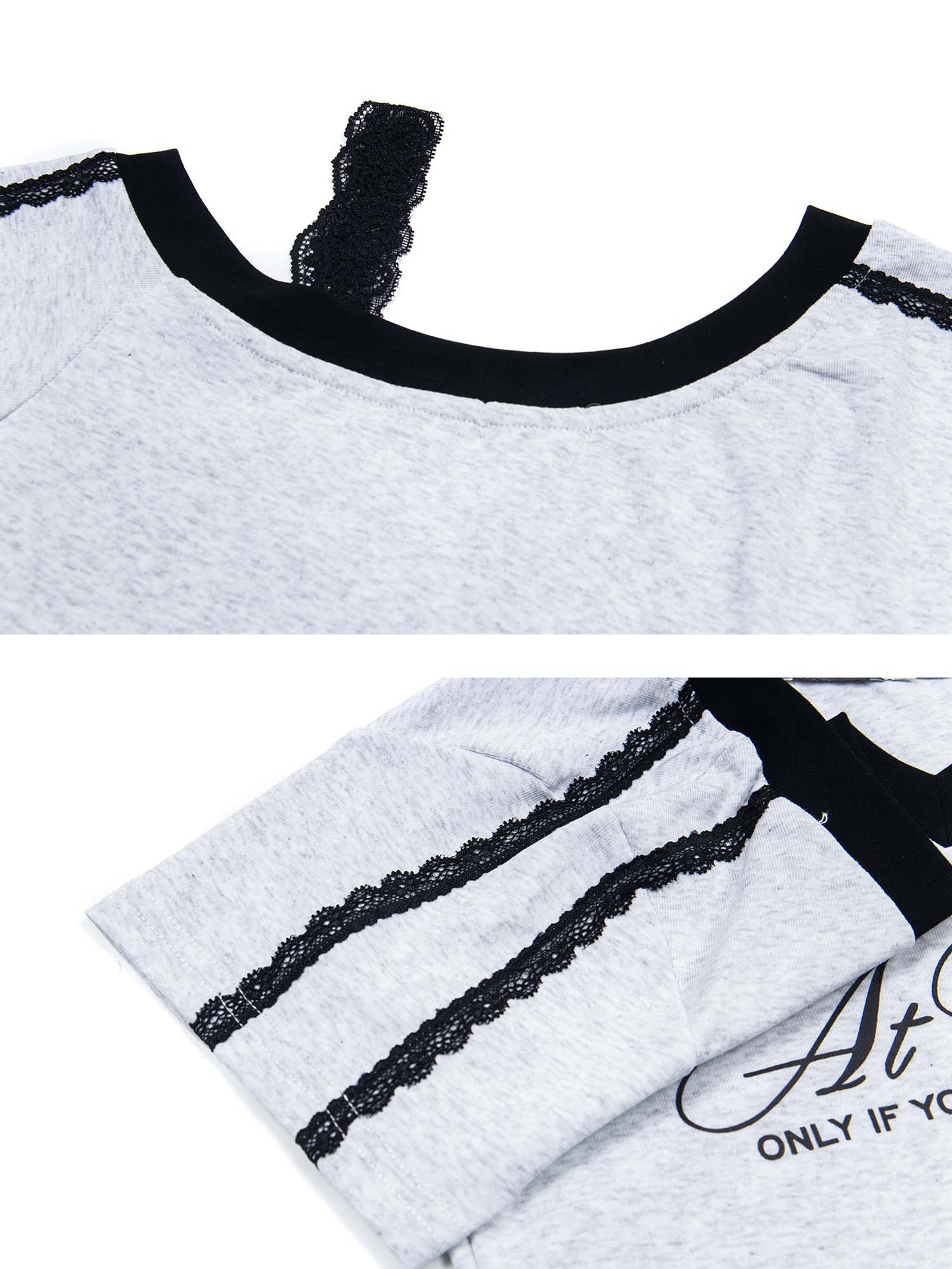Women's Clothing Slim Fit Short Sleeved T-Shirt Dark Blue Niche Lace Camisole Faux Two Piece Sexy Top_ecoleips.com