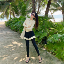 新款女式分体平角长袖长裤潜水服冲浪遮肚显瘦保守批发游泳衣