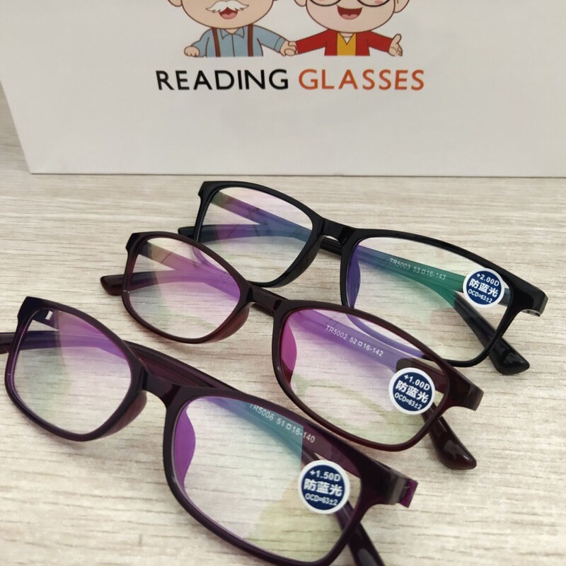 TR90 gold spray oil bright frame anti-blue light anti-ultraviolet resin sheet lightweight reading glasses 5002-3-6