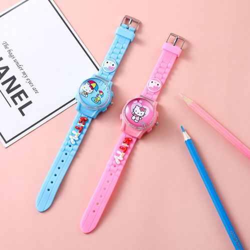 Caterpillar Flip Rotating Children's Watch Sanrio Hello Kitty Stress Relief Watch for Young Students, Cute for Boys and Girls