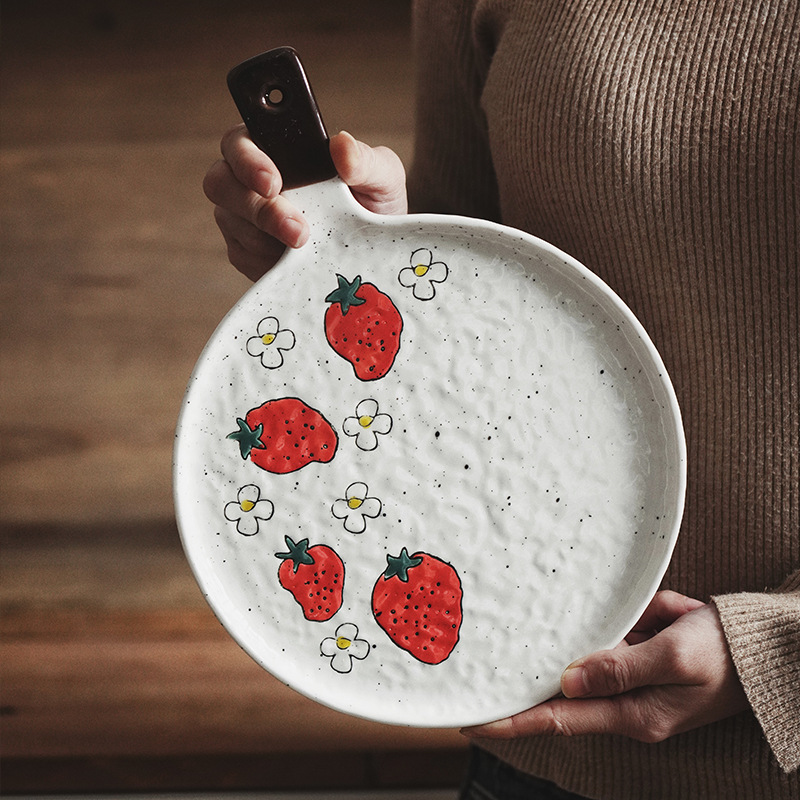 Creativo y lindo mango red bandeja de frutas bandeja de pastel bandeja horneado horno de microondas cerámica transfronteriza