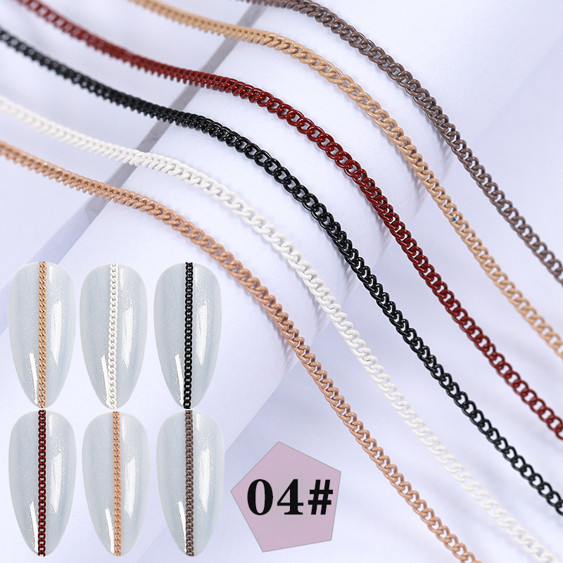 Super Value Six Packaging Japanese Style Creative Nail Decorative Chain Pearl Rhinestone Chain Nail Metal Color Retention Chain Wholesale display picture 3