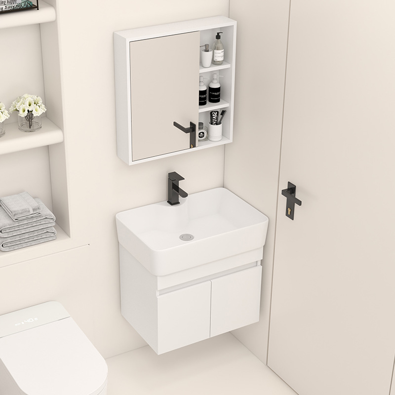gabinete de baño de madera sólida tipo pequeño gabinete de baño cerámica integral lavabo de lavabo tipo pared lavabo de cara lavabo de mano gabinete