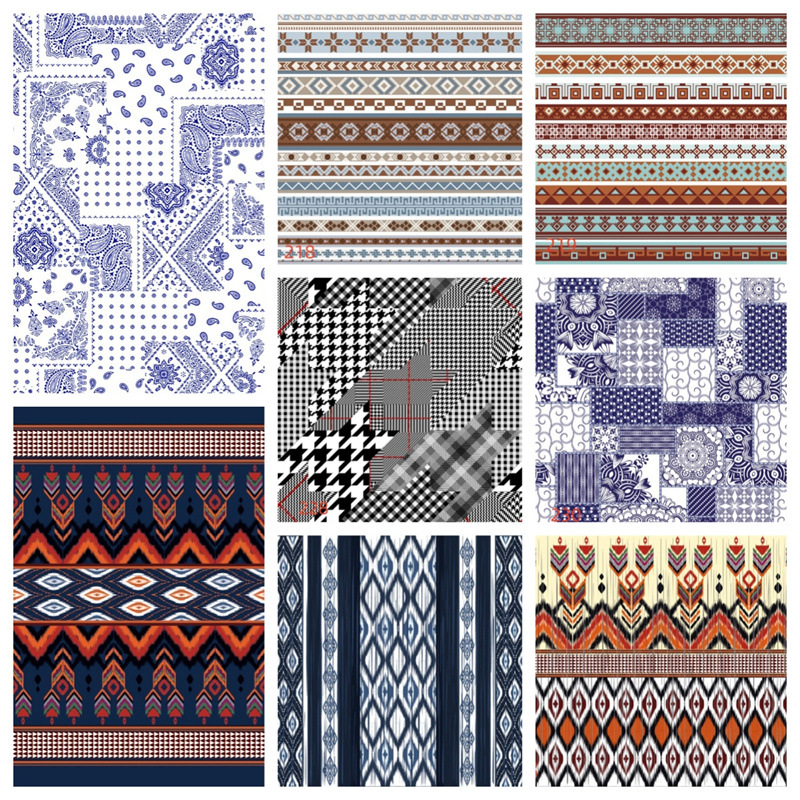 民族风几何图形印花数码家纺印花厂热转印原创花型