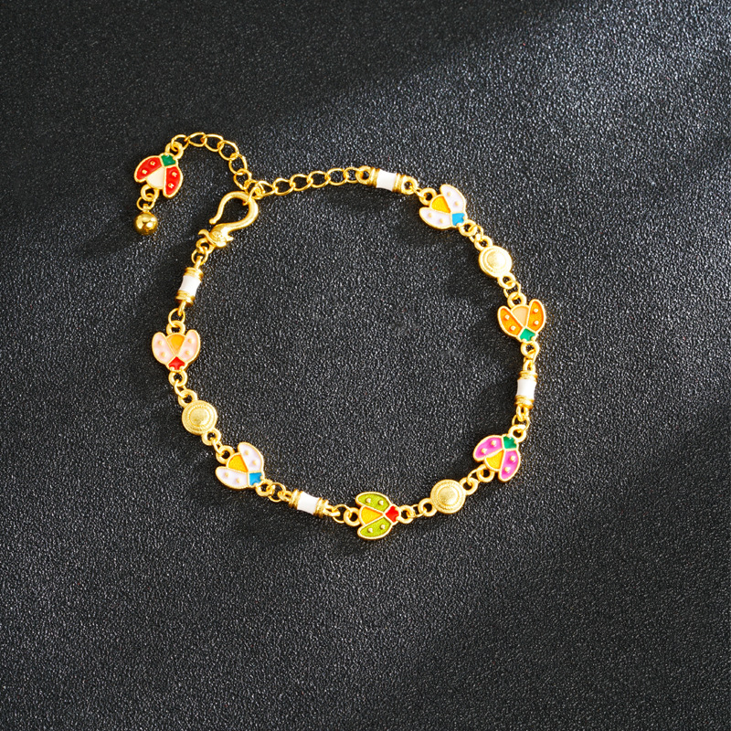 Vietnam oro ardiente azul colorido goteo de aceite mariquita pulsera multifacé no se desvanecerá alta sensación de joyas de regalo de amigos
