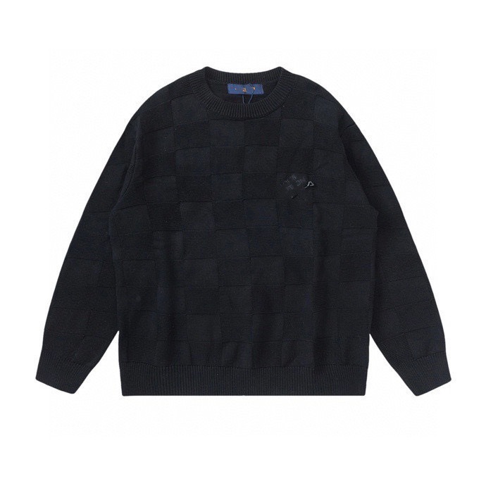 남성과 여성을위한 천장 포이즌 홈 당나귀 홈 금속 핀 장식 체크 무늬 체크 무늬 클래식 자카드 니트 스웨터