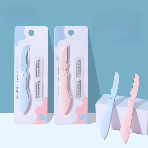 Lmltop Folding Eyebrow Razor Safe Non-Slip Hair Removal Eyebrow Razor with 2 Replacement Blades A0261