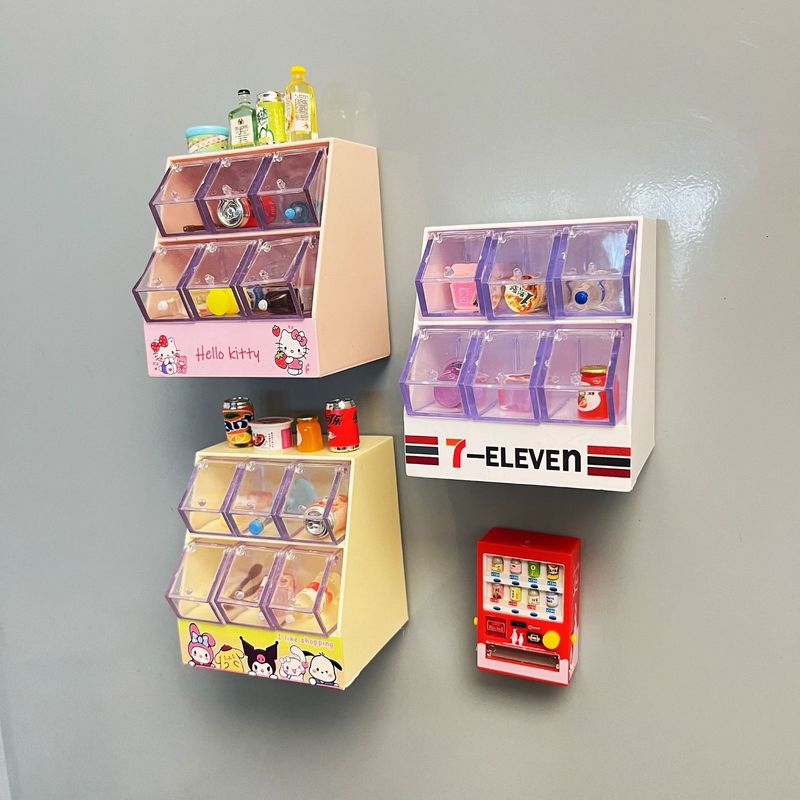ミニシミュレーションディスプレイキャビネット冷蔵庫ステッカーおもちゃキャンディボックス収納ボックスドールハウスアクセサリーミニチュアシーン装飾品|undefined