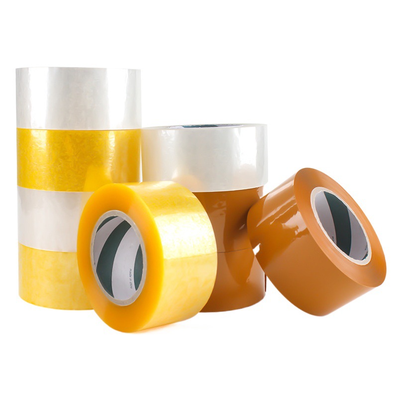 Cinta de sellado ventas directas de fábrica gran cantidad en stock al por mayor fuerte cinta adhesiva amarilla logística embalaje papel adhesivo cinta transparente