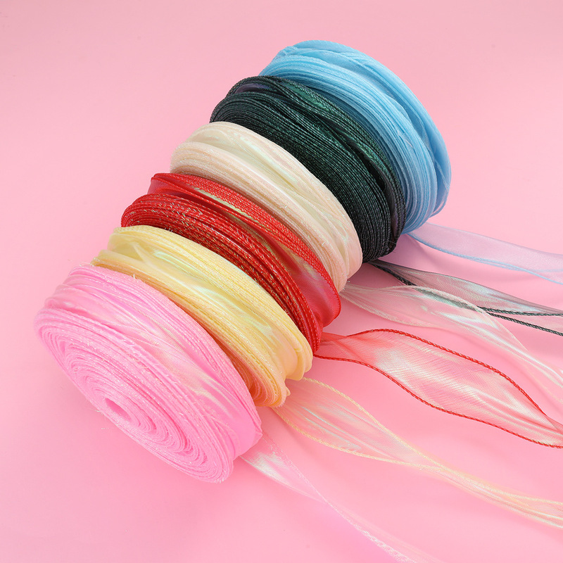 10 Yards of Iridescent Fishtail Yarn Ribbon, 4cm Wide, Gift Box Decoration Ribbon, Flower Packaging Material, Bow Accessories