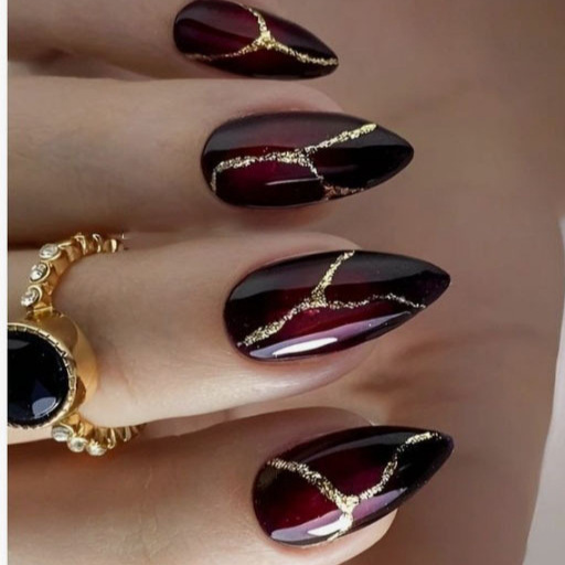 Fashion European and American Wearing Nail Pieces Removable 24 Pieces Wearing Nail Luxury Golden Line Ins Style nails Fashion European and American Wearing Nail Pieces Removable 24 Pieces Wearing Nail Luxury Golden Line Ins Style nails