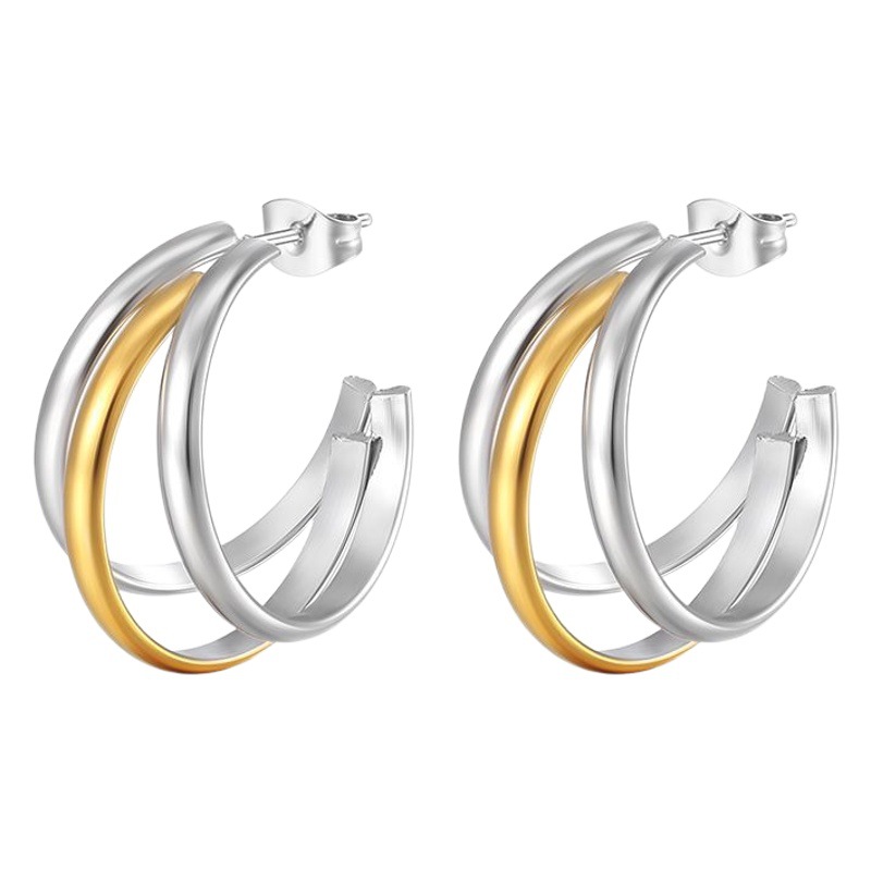 Amazon transfronteriza pendientes de acero inoxidable MATERIAL PERSONALIZADO pendientes de moda todos los partidos pequeños pendientes de joyería superficie de arco C