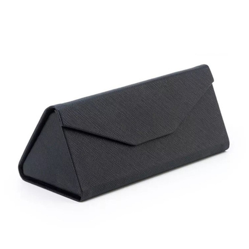 Cross-border anti-stress EVA sunglasses case sunglasses set handmade triangle black folding glasses case PU leather mirror case