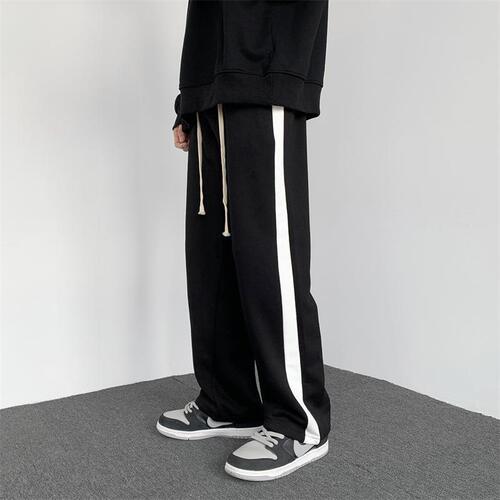 Men's Sport Pants Striped Casual Pants Korean Style Trendy Youth Straight Leg Long Pants Loose Wide Leg Pants