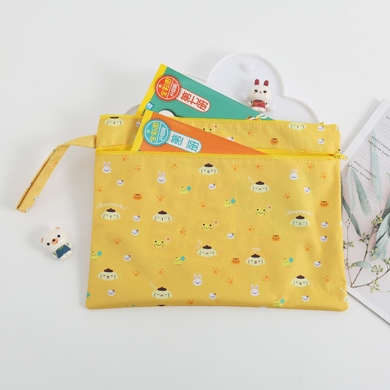Japanese Cartoon File Bag Receipt Storage Sorter Bag A4 Student Double-Layer Learning Materials Sorter Bag Diaper Bag
